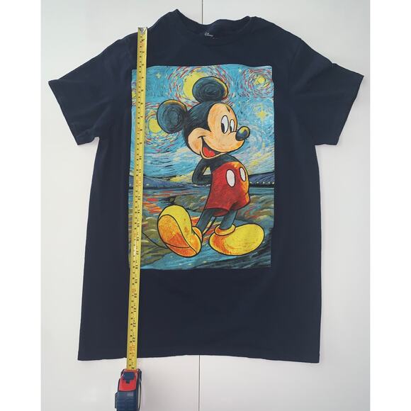 Disney Mickey Mouse Van Gogh Starry Night Navy Blue T-Shirt - Picture 9 of 10